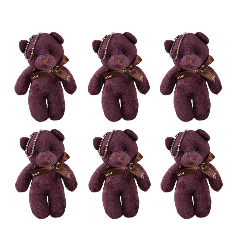 

6/12pcs Mini Bear Plush Keychain Colorful Bear Stuffed Toy School Bag Pendant Teddy Doll Graduation Party Supplies Wedding Gift