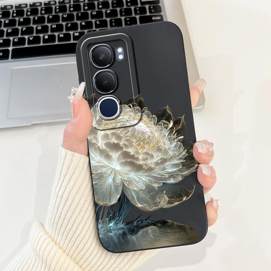 Für Vivo Y19s 4G Hülle V2419 Süße Katze Gittermuster Abdeckung Stoßfest Weiches Silikon Handyhülle Für Vivo Y19s Y 19 s VivoY19s Fundas