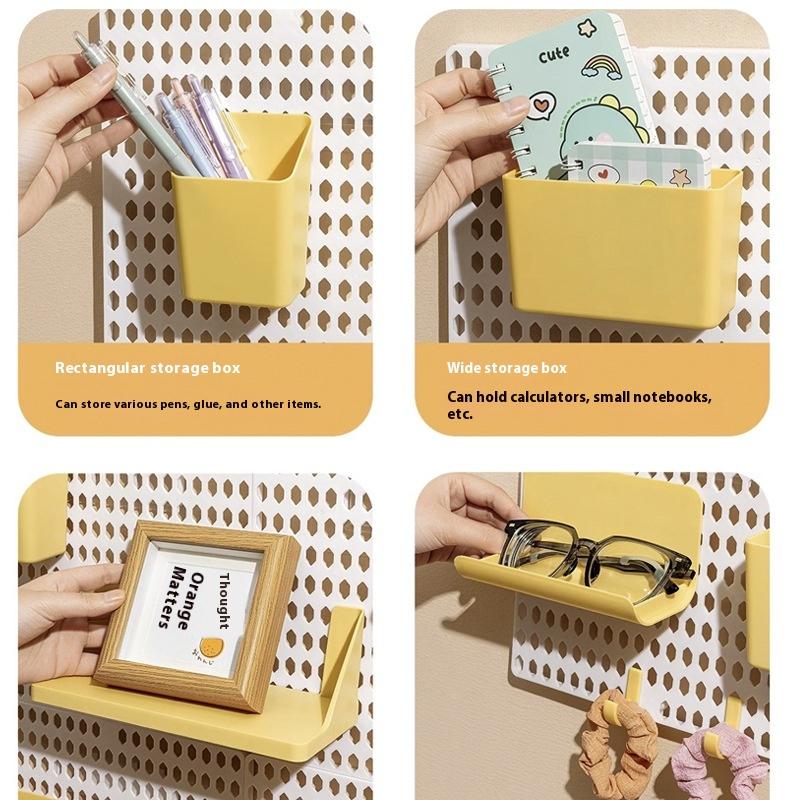 Hole Board Dormitory Wall Shelf Free Punching Adhesive Study Wall Mount Students Study Wall Mounted Storage Rack Home Decoration