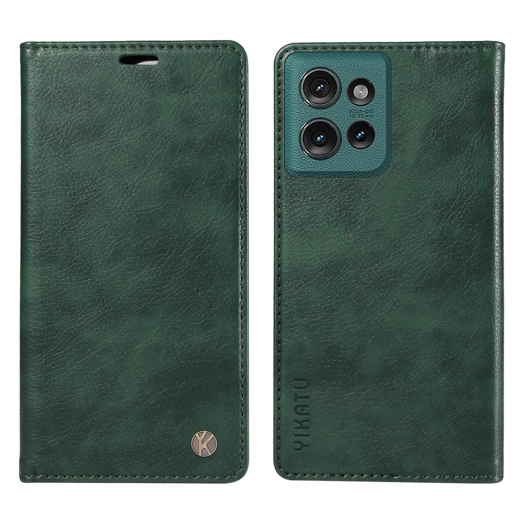 YIKATU YK-006 For Motorola Edge 50 5G Case Wallet Litchi Grain Leather Phone Cover Magnetic Auto-Absorbed