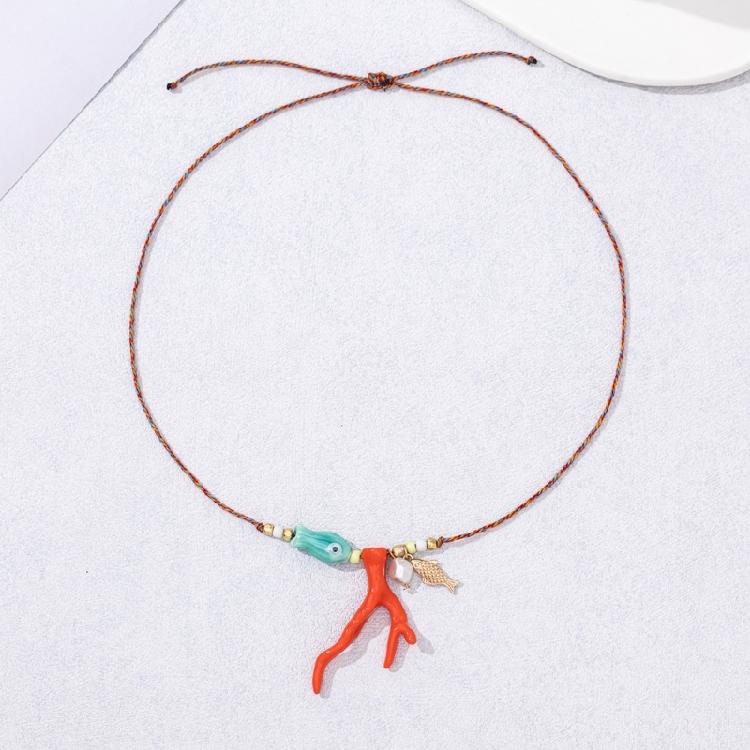 Modern Coral Ceramic Jewelry Necklace Adjustable Clavicle Chain Comfortable Wear Jewelry for Daily Use or Celebrations