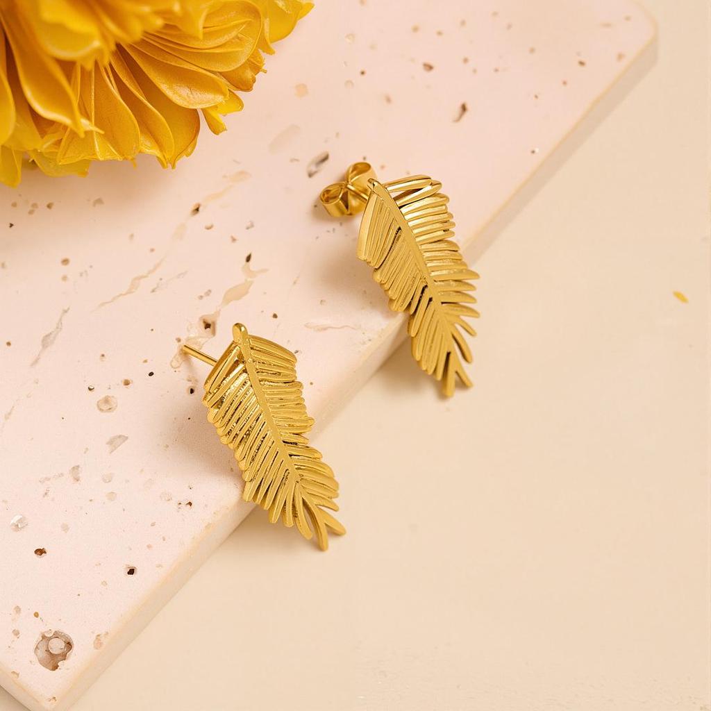 Geometric Irregular 18k Gold Titanium Steel Earrings for Women