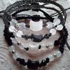 2pcs Natural Moonstone Obsidian Bracelets Couple Minimalist Bracelet Handmade Cute Black White Cat Bracelet Party Jewelry Gifts