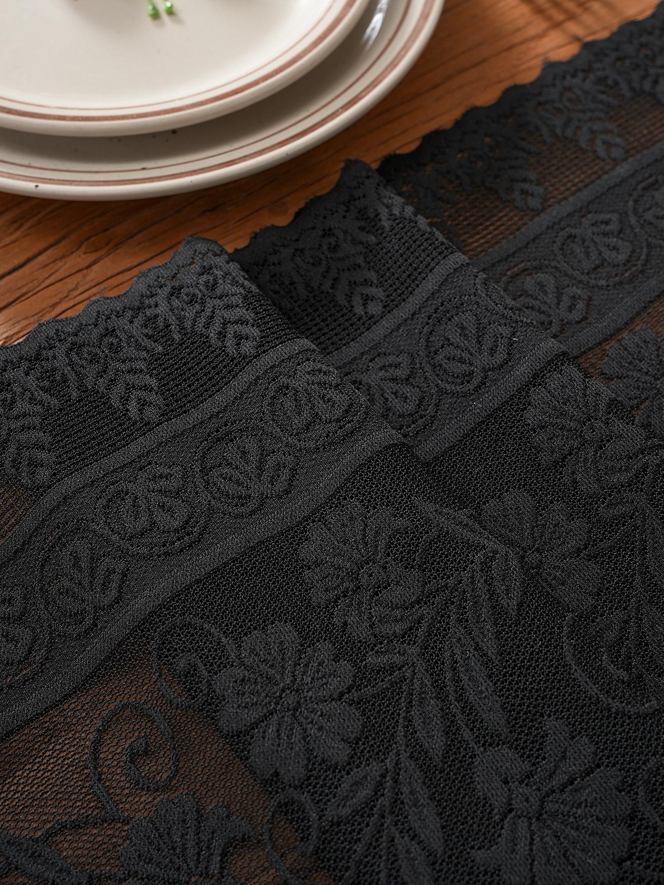 

American Style Black Lace Bunting Table Runner Morning Glory for Living Room Kitchen Dining Table Tea Table Dustproof Anti-slip Other&30x45cm чёрный