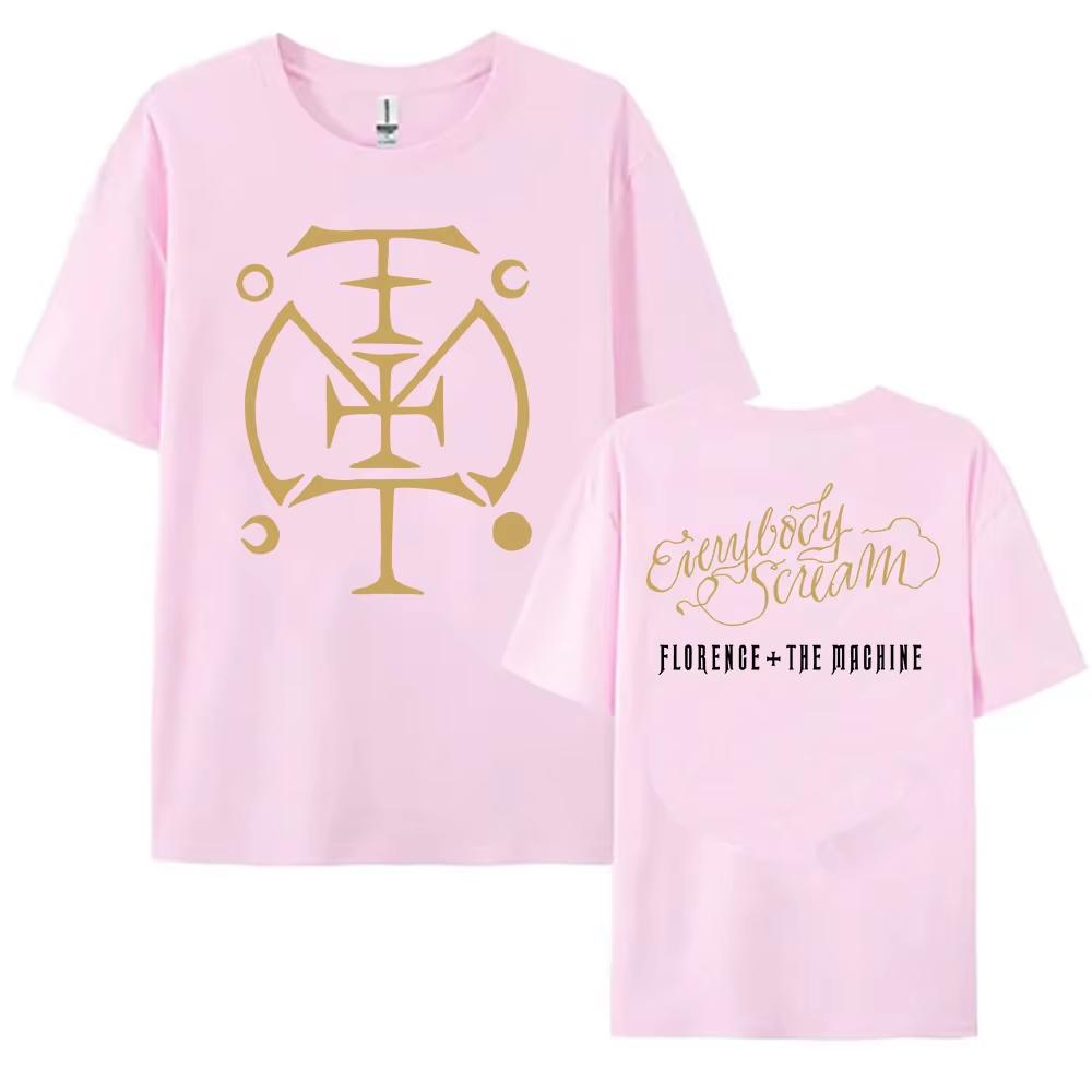 Florence The Machine Everybody Scream T Shirt Front Back Print Mystic Symbol Rock Print Tshirts Men Women Harajuku Hip Hop Punk Oversized T-shirt