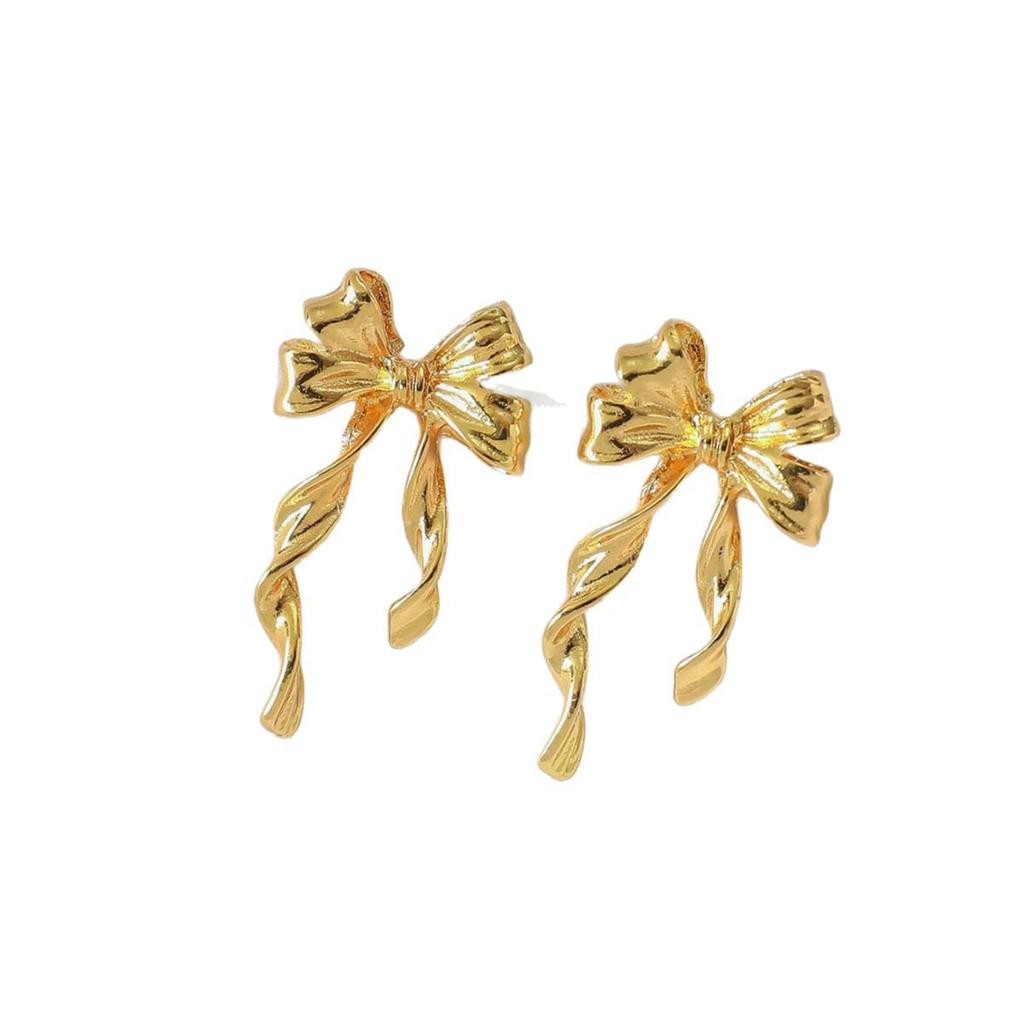 Eco-friendly Gold Bow Trendy Alloy Earrings