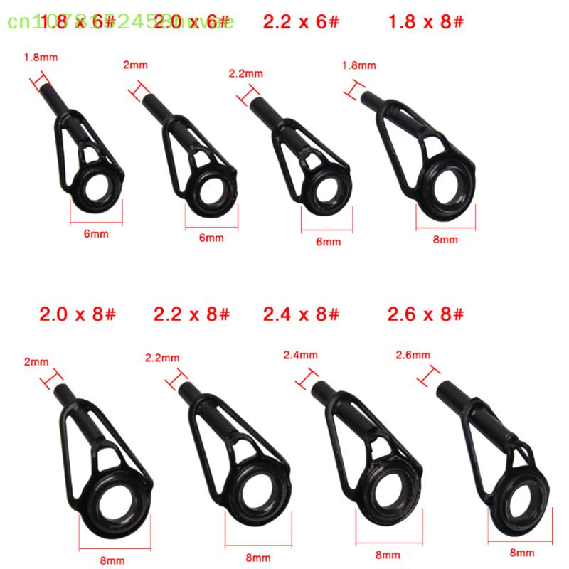 Stainless Steel Fishing Top Rod Guide Porcelain Ring 8pcs DIY Fishing Pole Tip Repair Rod Tip Accessories Fishing Tackle Pesca