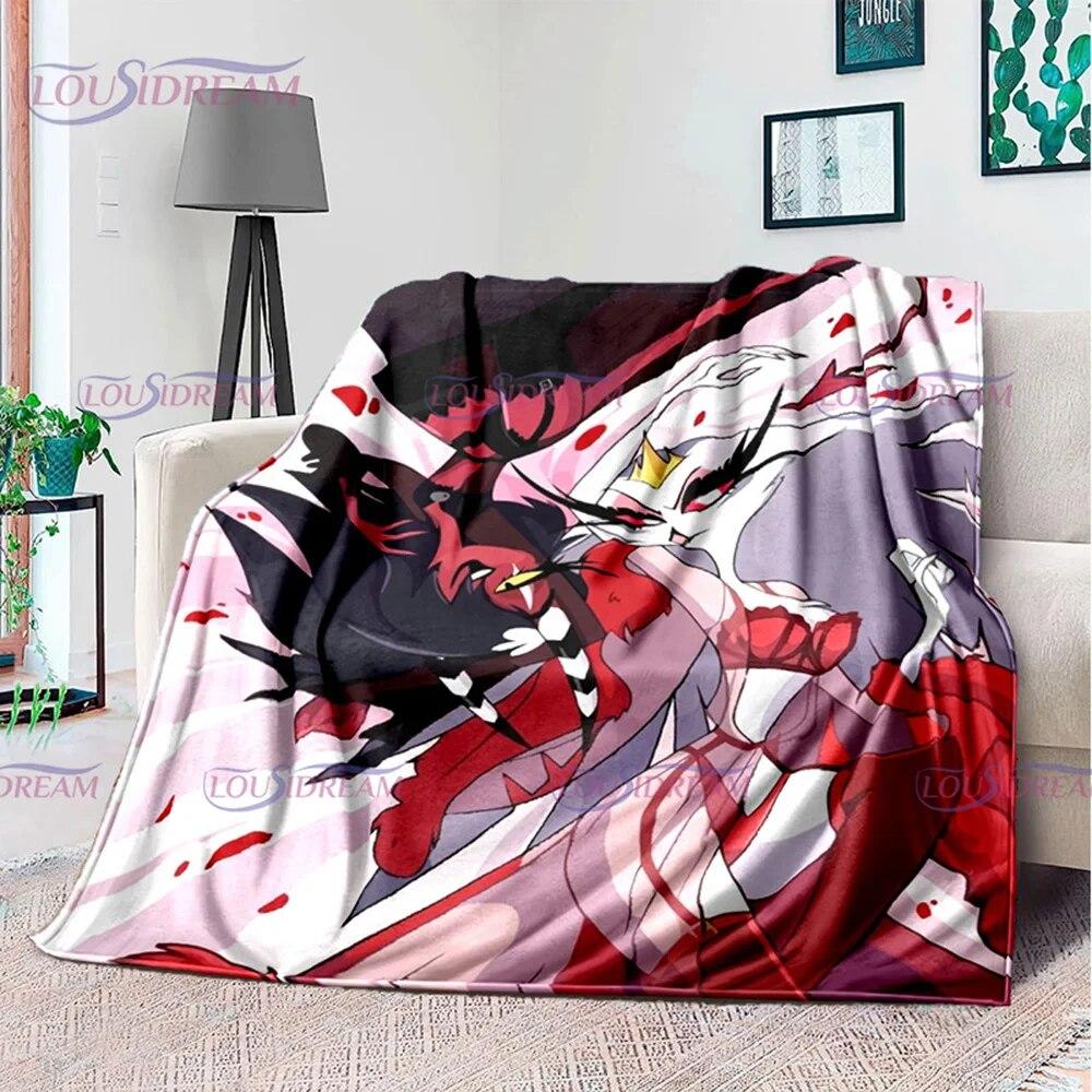 Creativity Animation Helluva Boss Blitzo Adult Soft Plush Flannel Blanket Throw Blanket Living Room Bedroom Bed Sofa Badspread