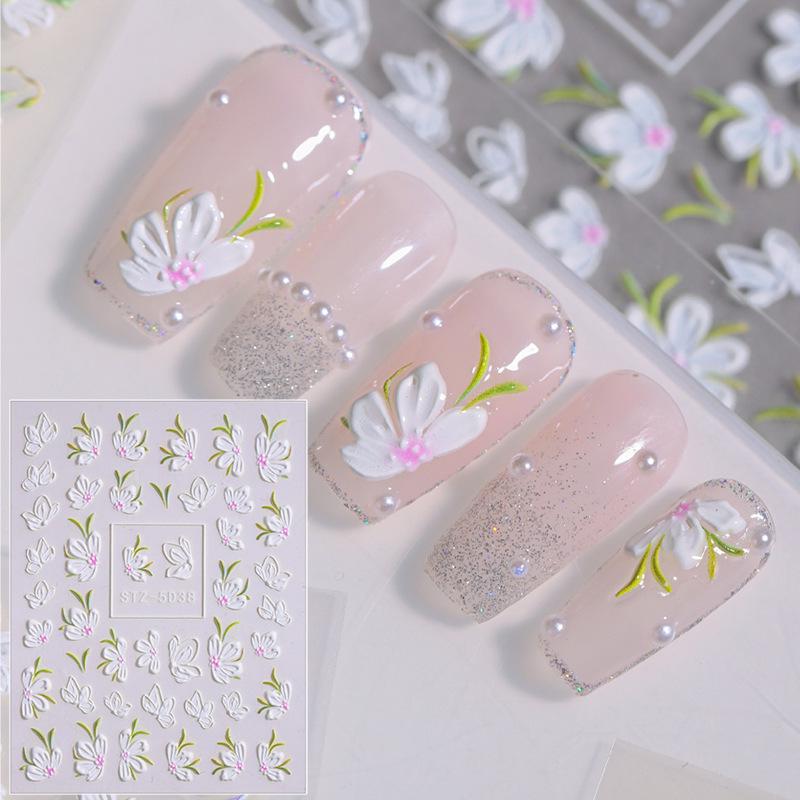 

5D Embossed Rose & Camellia Butterfly Nail Stickers