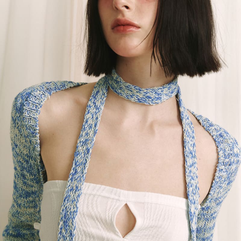 MEENDERI SLUB KNIT LONG SCARF - SKY BLUE