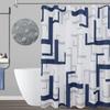 Modern Geometric Shower Curtain Blue Waterproof Polyester Bathroom Shower Curtain Texture Bathroom Curtain Set With Hook Machine Washable