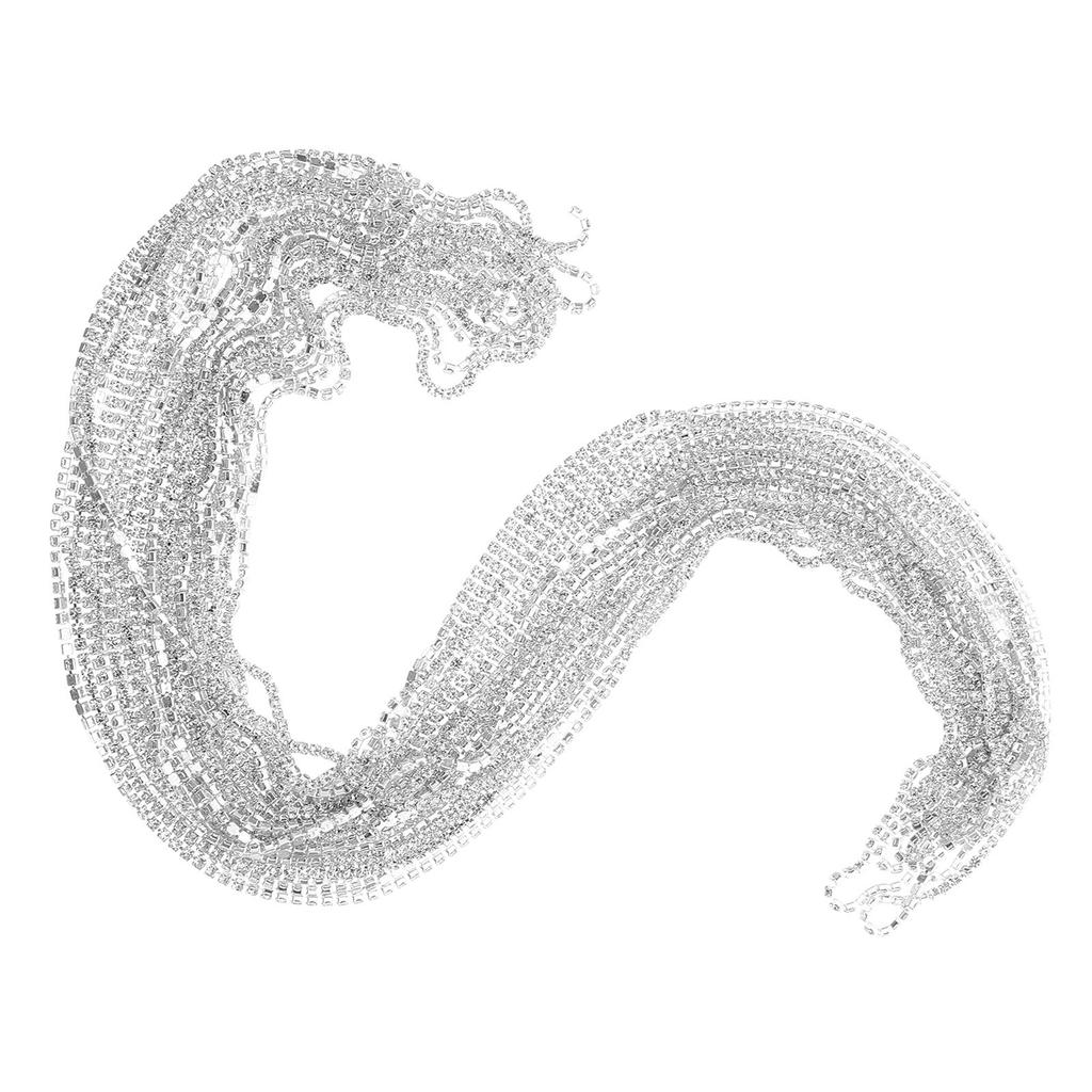 Crystal Rhinestone Close Chain Trim Silver 10M Claw Chain for Jewelry Making Wedding Bouquet Craft Decoration DIY Sparkly