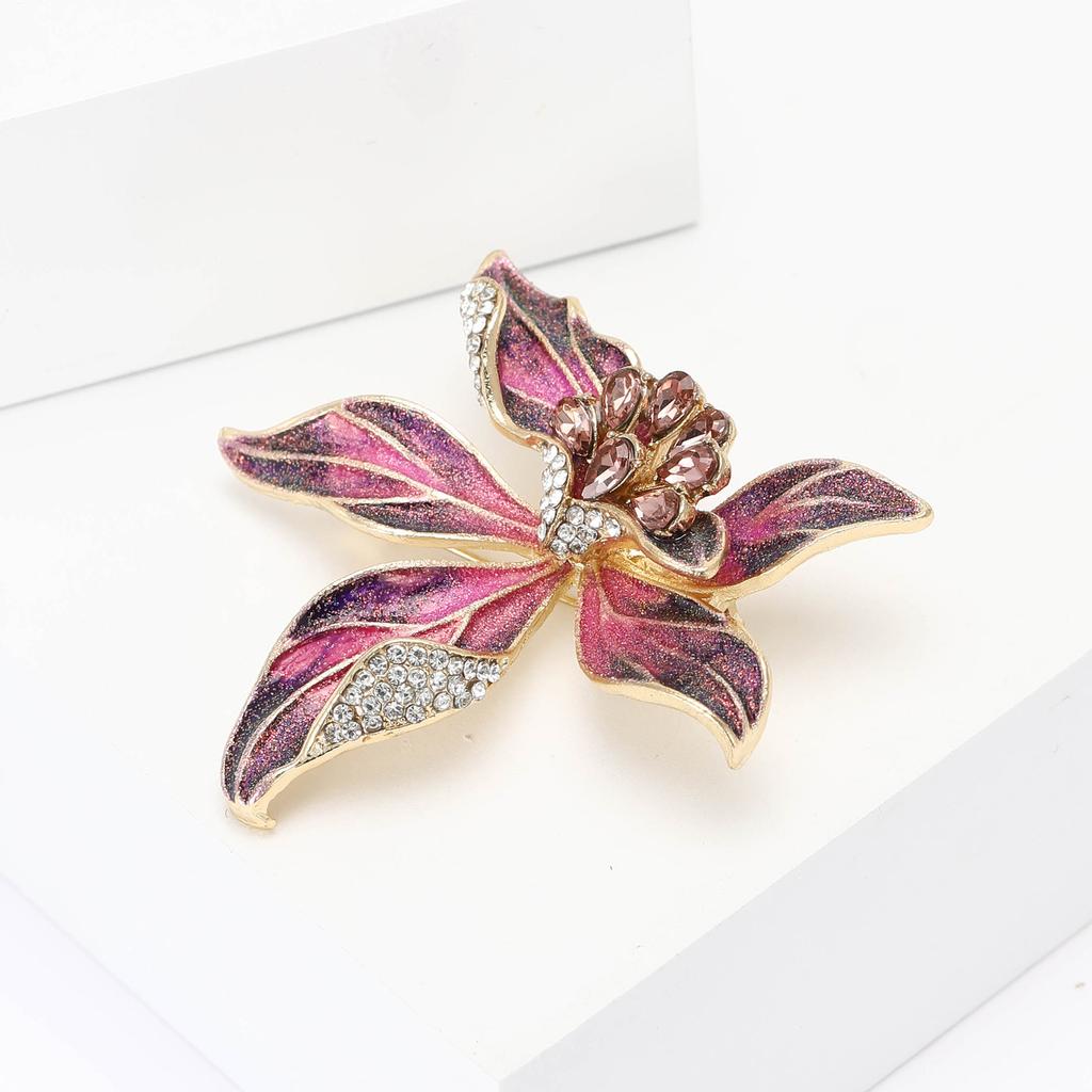 Atmospheric Alloy Enamel Iris Brooch Fashion Temperament Women'S Suit Coat Corsage Jewelry Pin