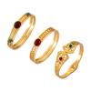 Minimalistisches Armband im chinesischen Stil mit durchbrochenem Muster, Natursteinintarsien und goldplattiertem Titanstahl