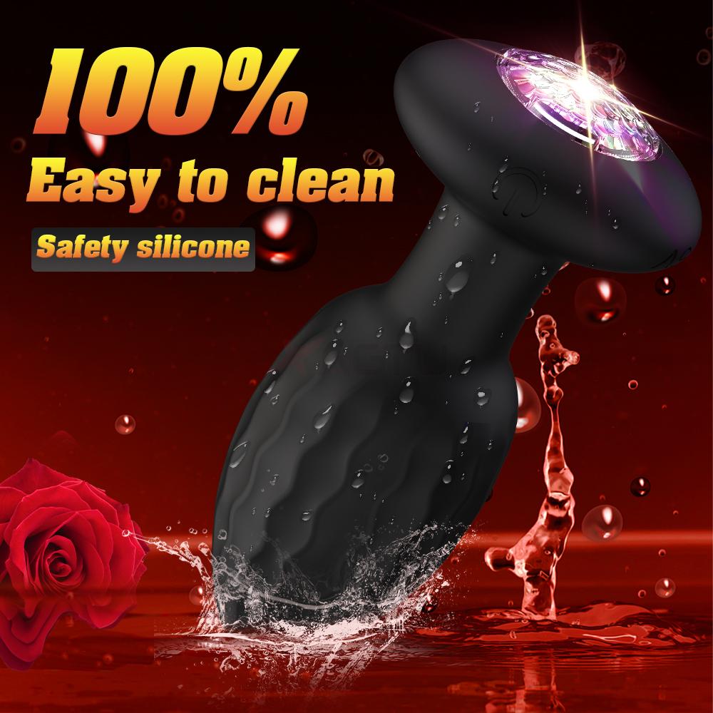 APP Controlled Anal Plug Vibrator, Anal Plug Vibrator with LED Light, Female G-spot Dildo Vibrator, Vaginal Masturbator, Anal Plug Adult Sex Toys