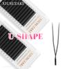 XIUSUZAKI U-YY Eyelash Extensions Matte Black Double Tips U Shaped 2D YY Lashes Premade Fans Volume False Lashes Makeup Tools
