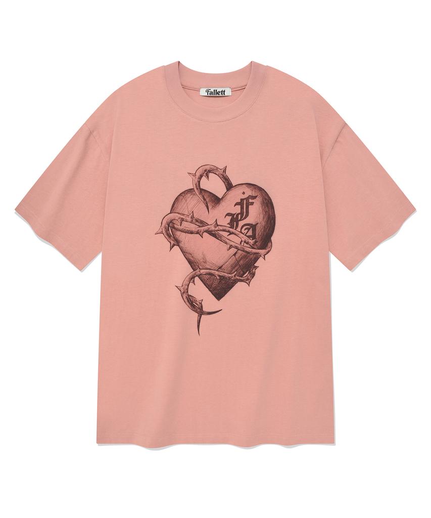 FALLETT Heart Graphic Short Sleeve T-Shirt Pink