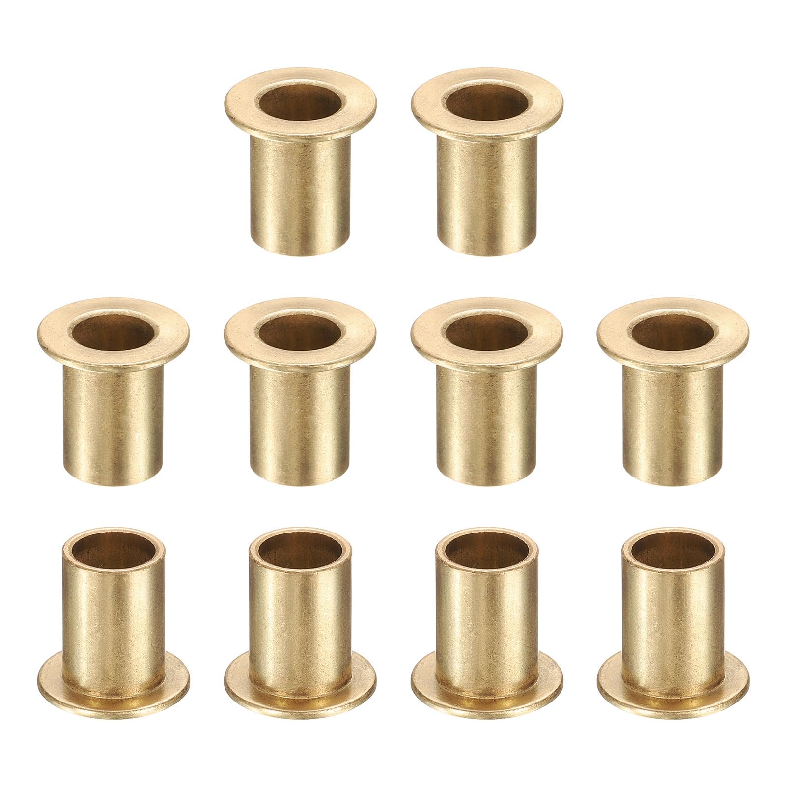 

uxcell 10pcs Flange Sleeve Bearing 8mm ID x 10mm OD x 15mm Length Self Lubricating Sintered Bronze Bushings золотий