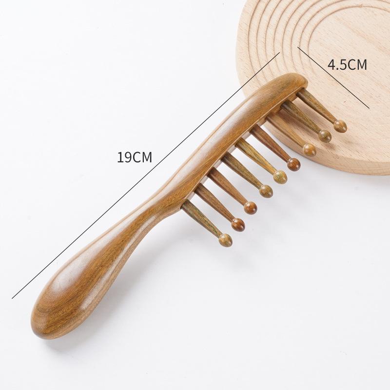 Meier Sandalwood toothed comb, thickened round handle scalp massage hair smoothing comb, air bag comb