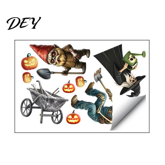 Holiday Atmosphere Wall Accents Halloween Sticker, Pumpkin Witch Skeleton Printed, Self-adhesive Waterproof Spooky Farmhouse Party Decor PVC