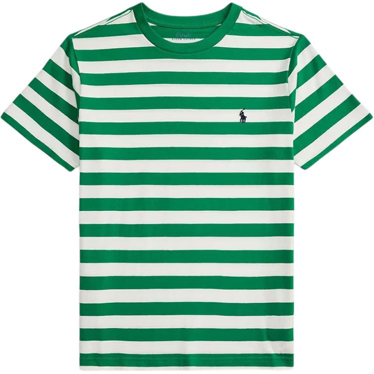 

Футболка Polo Ralph Lauren с вышивкой Small Pony, в полоску, из хлопкового трикотажа, с круглым вырезом, с коротким рукавом, для детей, цвет Cruise-Green White, 323A95726-001 S