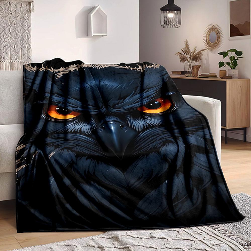 1pc Night Owl Blanket Lightweight Blanket Throw Blanket For Sofa, Bed, Travel, Camping, Livingroom, Office, Couch, Chair Yy251010007