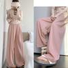 Women's Summer Lazy Casual Wide Leg Pants Loose High Waisted Fit Figure Flattering Slimming Drapey Straight Leg Trousers