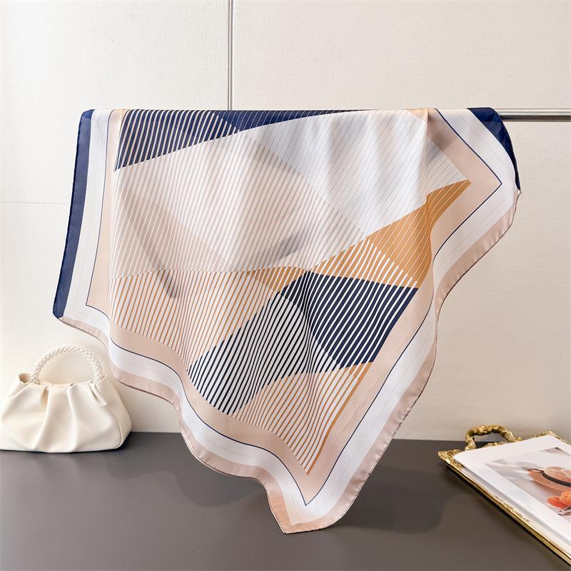 

Luxury Brand 2026 Chain Print Square Silk Scarf for Women Hijab Hair Bands 70cm Neckerchief Female Satin Shawl Ribbon Headband 70x70cm