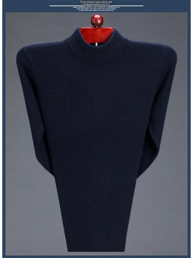 Men's Thick Cashmere Wool Sweater - Loose Fit, Round/Half-High Neck Pullover