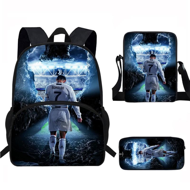 Set Zaino Scolastico CR7 per Bambini Tessuto Oxford Borsa a Doppio Scomparto con Tasca Frontale Astuccio Tracolla Ergonomico Dorsale