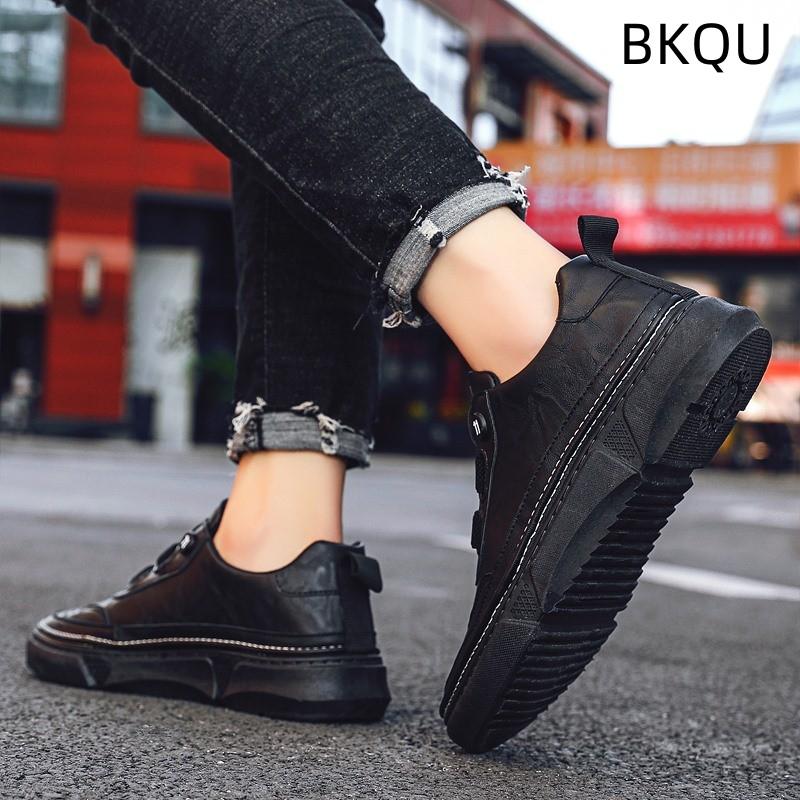 

Men s Leather Shoes Platform Heighten Flat Heel Sports Casual Massage Non-slip Slip-on Comfortable Spring and Autumn Main Push
