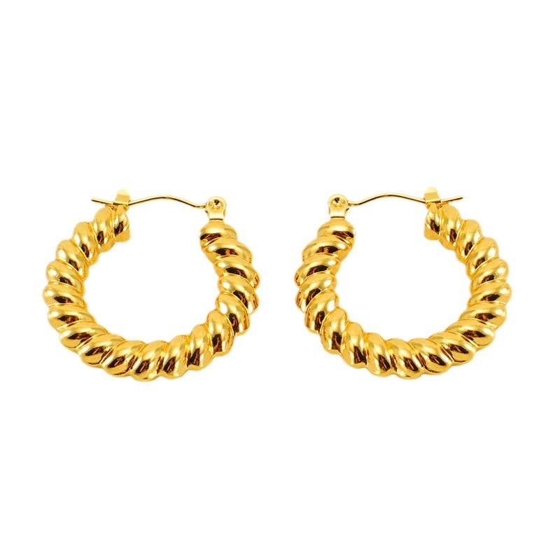Stainless Steel Hollow Screw Thread Hoop Earrings For Women Simple Temperament Earrings Jewelry Wholesale
