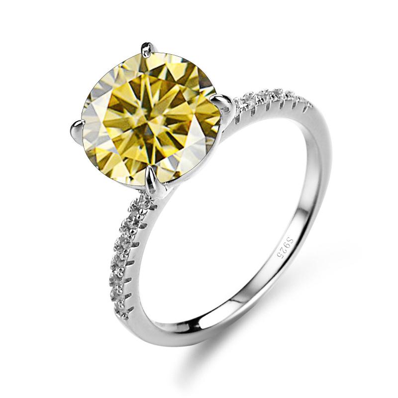 

Кольцо Bague Ringen из настоящего муассанита с сертификатом Gra круглой огранки, 5 карат, зеленый муассанит, камень для свадебной вечеринки, изысканный ювелирный подарок 5ct No.10 жёлтый