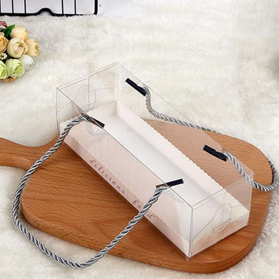 10 Τεμάχια με Λουράκι Διάφανα Δημιουργικά Υγιεινά Κουτιά Συσκευασίας για Κέικ Ρολό Ελβετικό Κέικ Δοχεία Κέικ