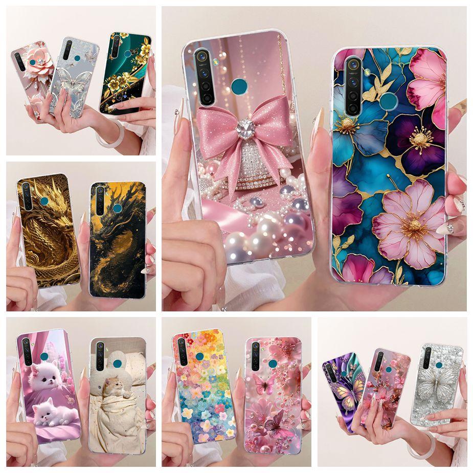 For Realme 5 5i 5S Realme5 Pro Luxury Bow Flowers Painted Cover Soft Silicone Phone Case For Realme 5 Pro 5i 5S Back Cover Coque
