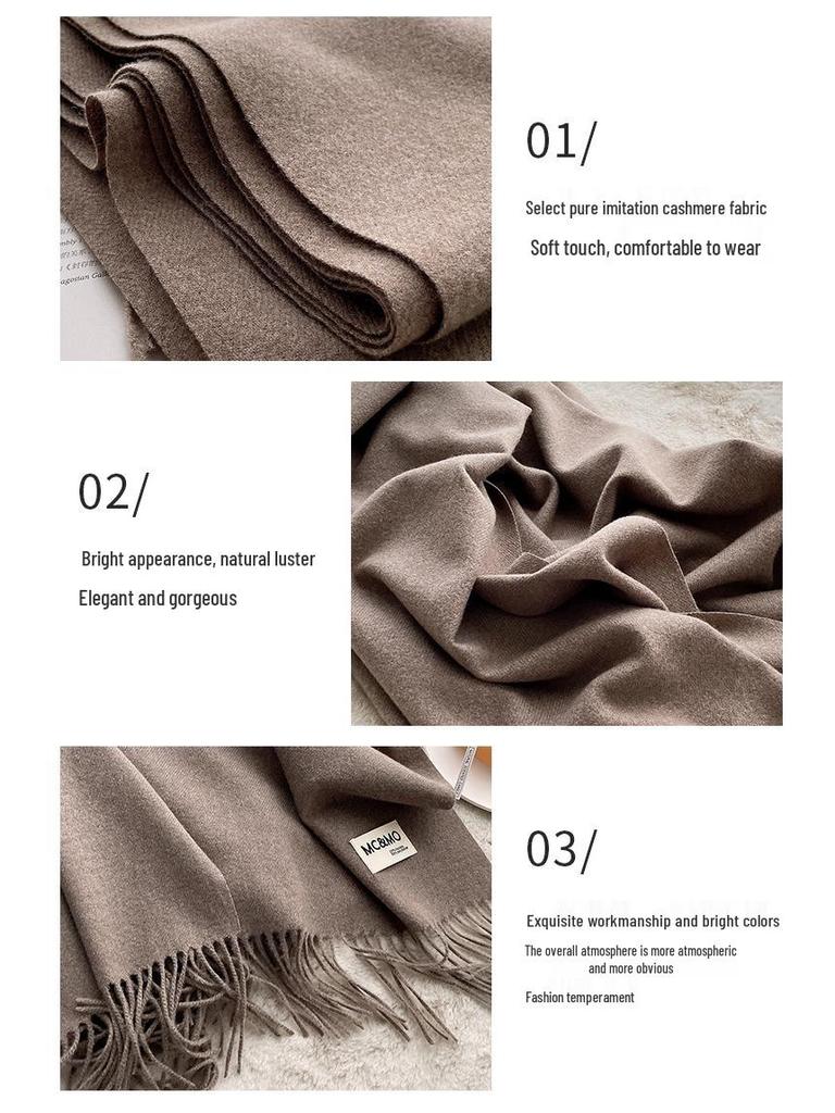 2024 Soft Imitation Cashmere Scarf: Women's Autumn-Winter Korean Style Warm Neck Warmer - Couple's Cold Protection Long Shawl.