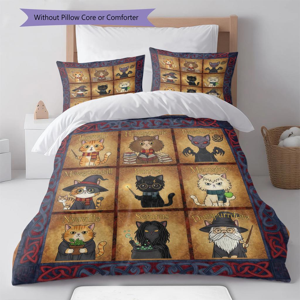 Cartoon Pattern Bedding Quilt Set Quilt Cover Pillowcase Home Decoration Birthday Gift (1 * duvet cover + 2 * pillowcase, without core)