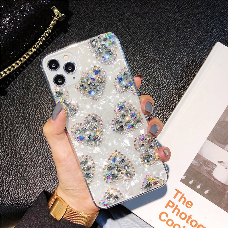 For Apple 17promax Love for IPhone16 Shell Pattern Mobile Phone Case 15 Rhinestone Promax