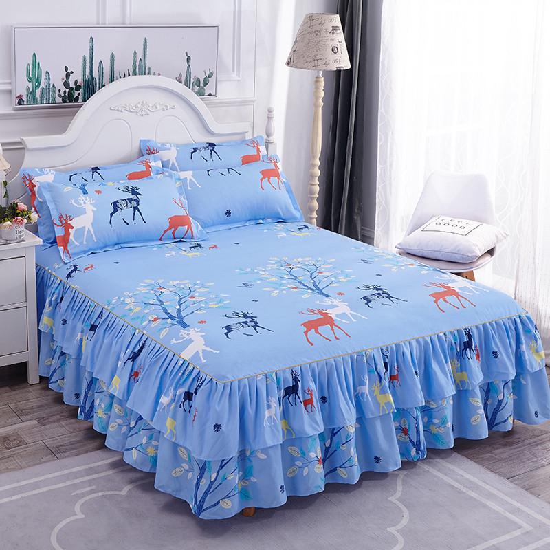 Korean-Style Brushed Princess Bed Skirt - Double-Sided Thickened Simmons Cover