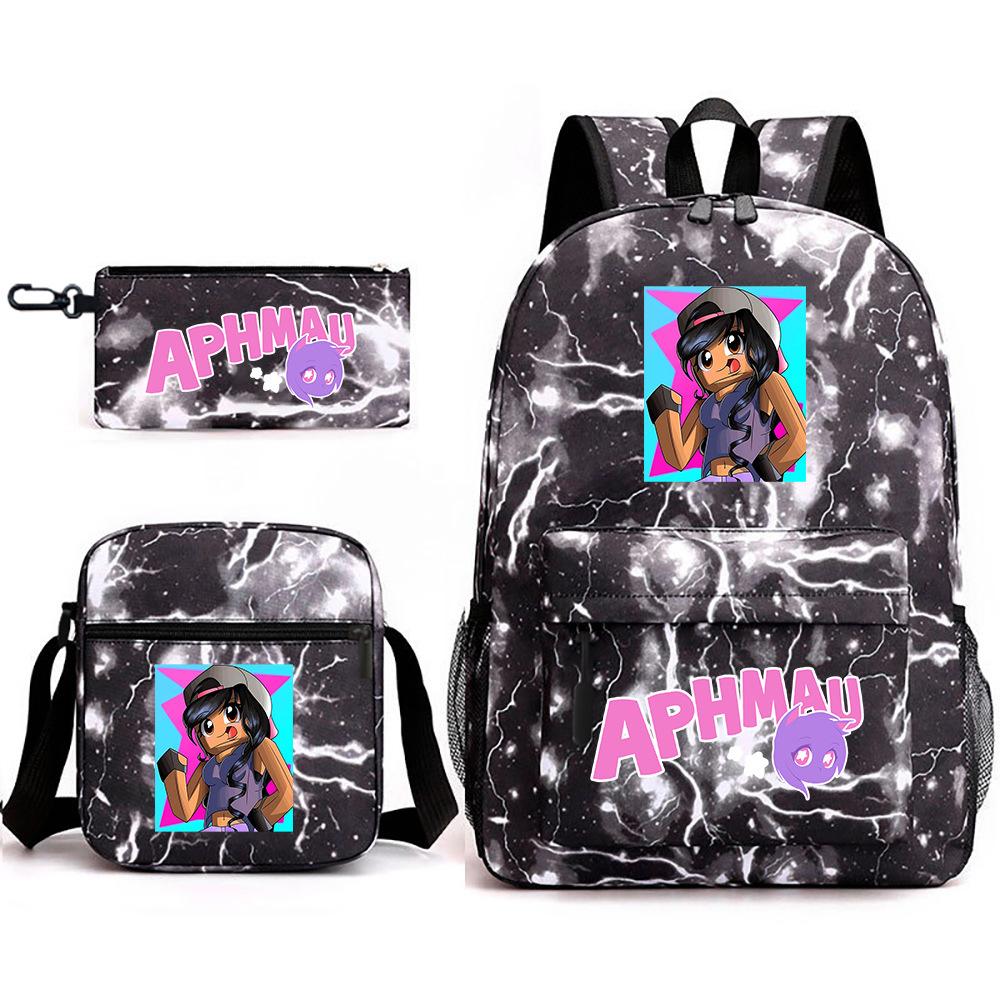 Spielwaren Aphmau Schultasche Cartoon Rucksack Federmäppchen Umhängetasche Dreiteiliges Set