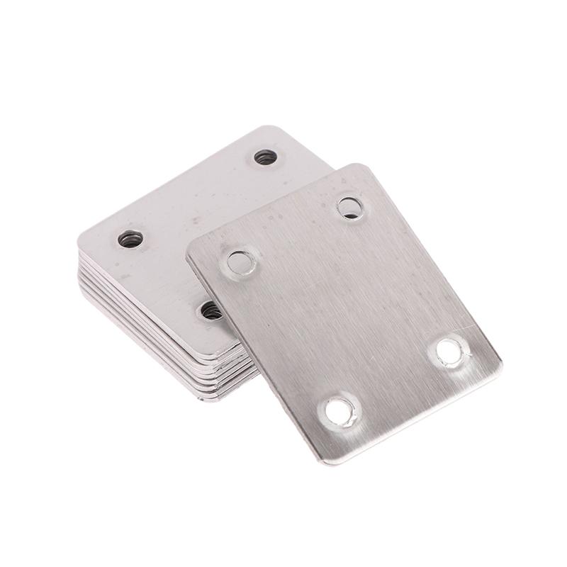 10Pcs Straight Four Hole Fixed Angle Bracket Stainless Steel Right Angle Bracket Furniture Fasteners Wood Shelves Cbinets