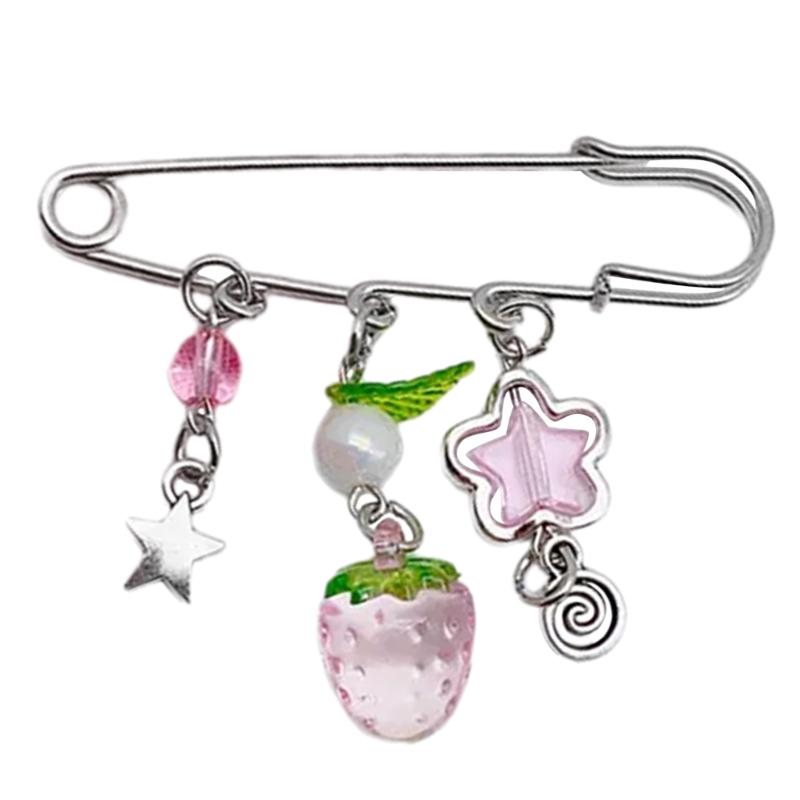 Cute Brooch Pin Strawberry Pendant Brooch Suitable for Fashionable Outfit розовый