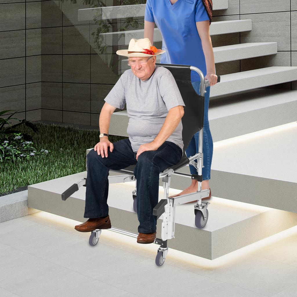 160kg Traglast Faltbarer Notfall-Treppenstuhl, Treppensteig-Rollstuhl, Faltbarer Transport-Treppenstuhl für den Heimgebrauch