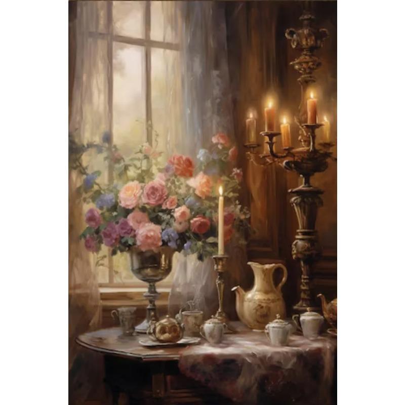 Dark Vintage Still Life Poster Prints For Living Room Home Decor Victorian Retro Flowers Fruits Picture Canvas Painting Wall Art