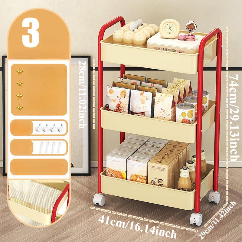 

Multi-Layer Trolley Storage Rack with 360° Rotating Swivel Wheels, Sliding Shelf for Kitchen, Bathroom, Dormitory Organization