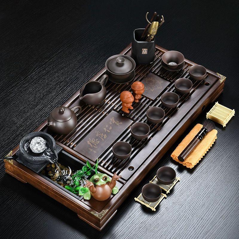 Ceramic Kung Fu Tea Set with Stone Tray