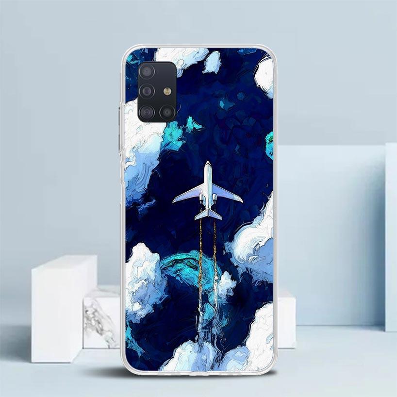 Aircraft Airplane Cool Soft Cover for Samsung Galaxy A12 A22 A32 A52 A72 A02S Phone Case Note 20 Ultra 10 S10 Plus A51 A71 A50S