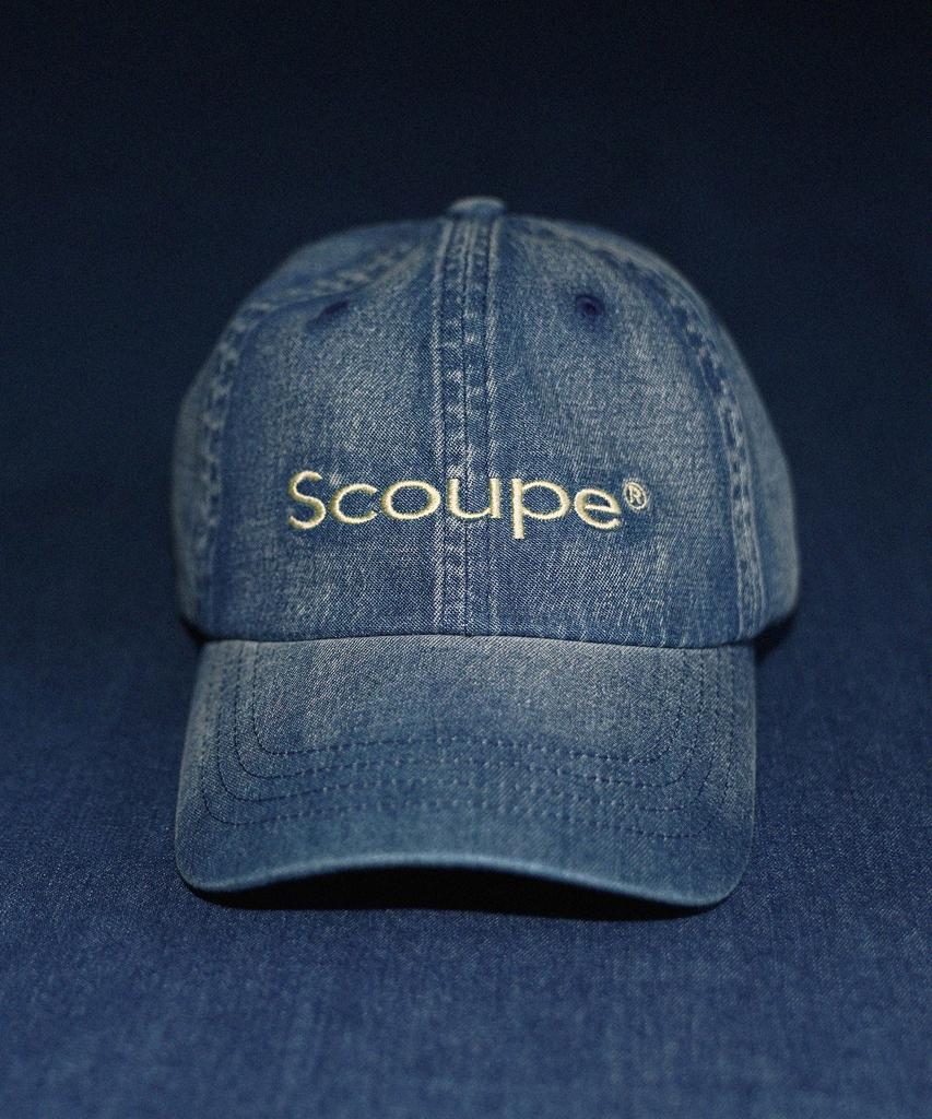 SCOUPE Logo Vintage Denim Ball Cap_Light Blue