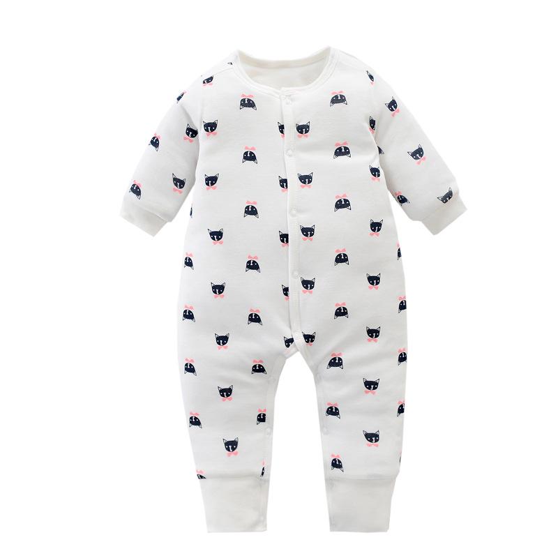 Wyprzedaż Zimowy Bawełniany Kombinezon Dziecięcy: Gruby, ciepły niemowlęcy kombinezon z długim rękawem