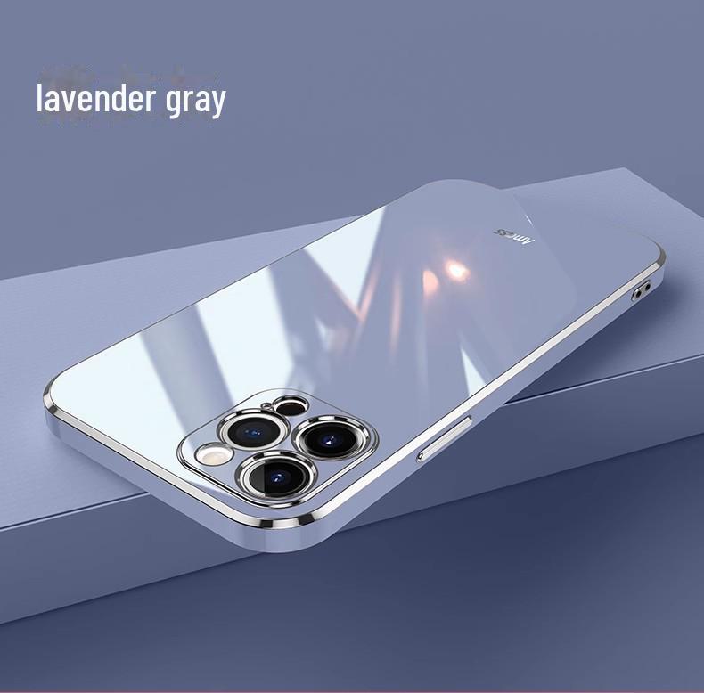 

Защитный чехол 6D Electroplated TPU для Apple 16/15/14 с полным покрытием линз и защитой от падений iPhone 12 Pro лаванда серого